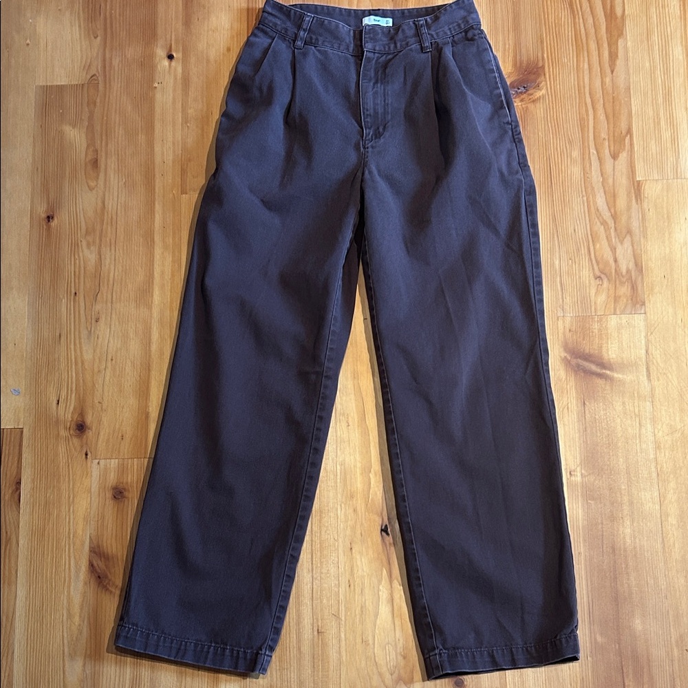 TNA Dark Brown High-Waist Wide Leg Trousers